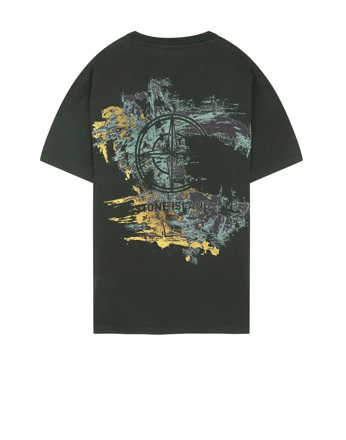 Stone Island TShirts 2Ns81 Paint Stroke 2 Short Sleeve TShirt In Dark Forest 8211 Mens