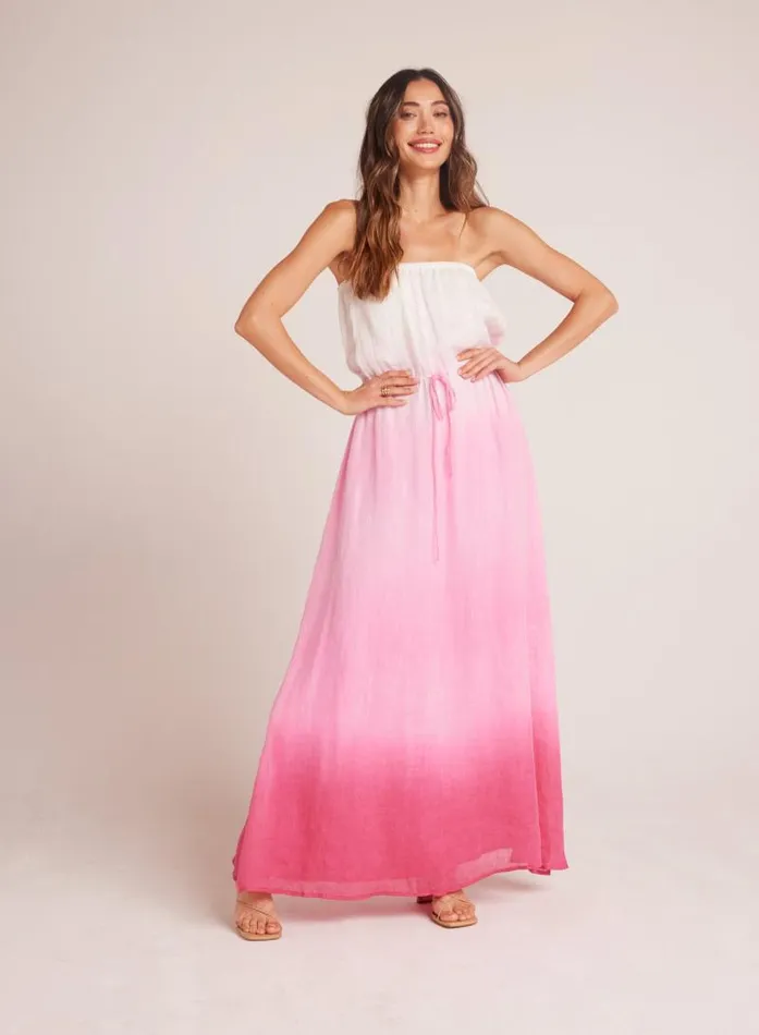 Strapless Linen Maxi Dress 8211 Pink Ombre Dye Women Bella Dahl Maxi Dresses