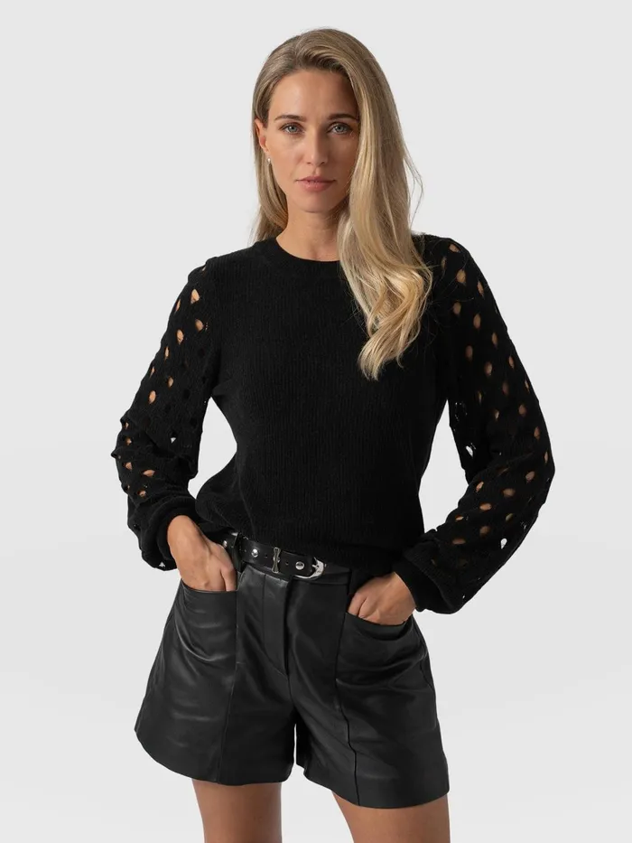 Suki Lace Hole Knit 8211 Black Black Women Saint And Sofia Knitwear