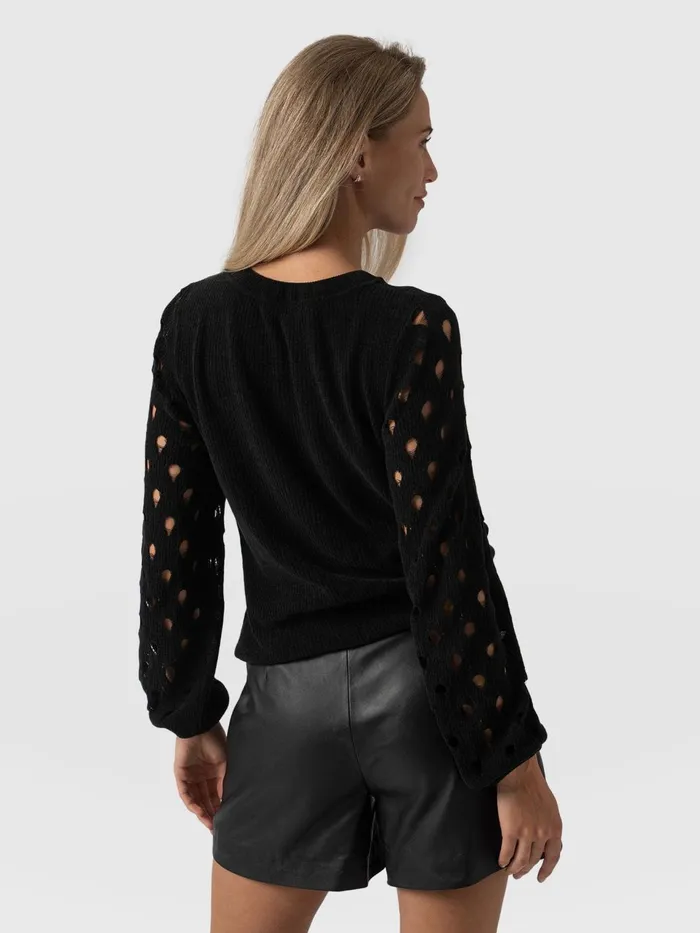 Suki Lace Hole Knit 8211 Black Black Women Saint And Sofia Knitwear