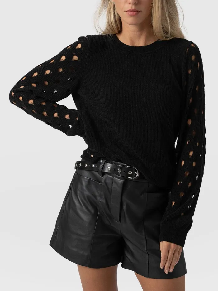 Suki Lace Hole Knit 8211 Black Black Women Saint And Sofia Knitwear