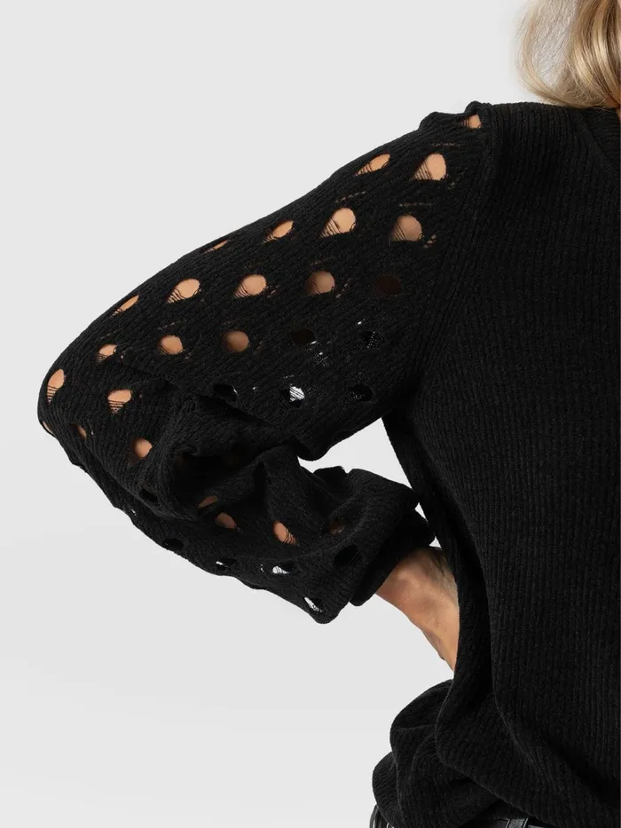 Suki Lace Hole Knit 8211 Black Black Women Saint And Sofia Knitwear