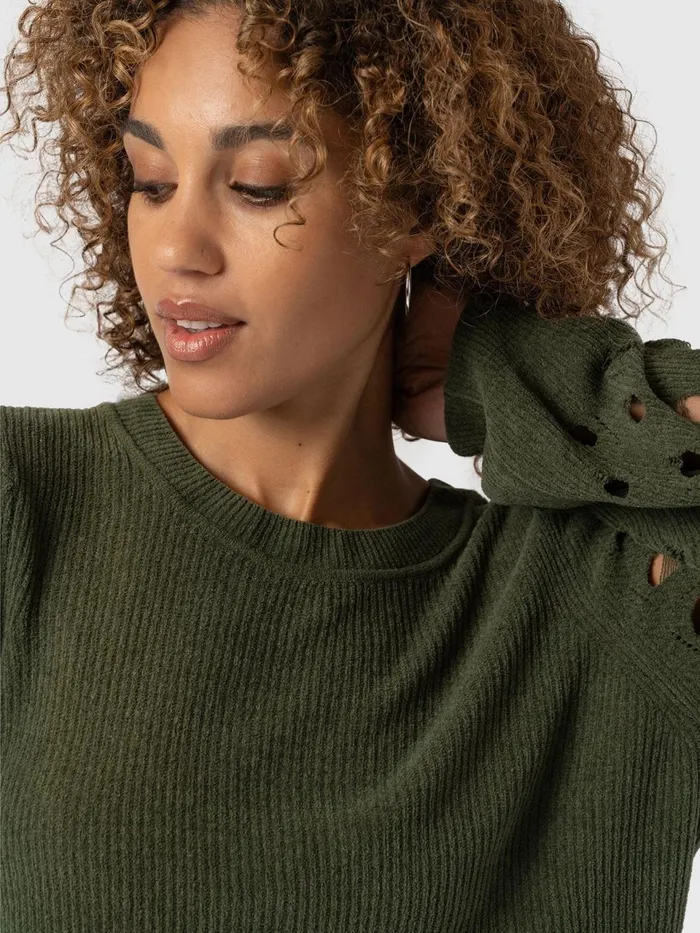 Suki Lace Hole Knit 8211 Green Green Women Saint And Sofia Knitwear