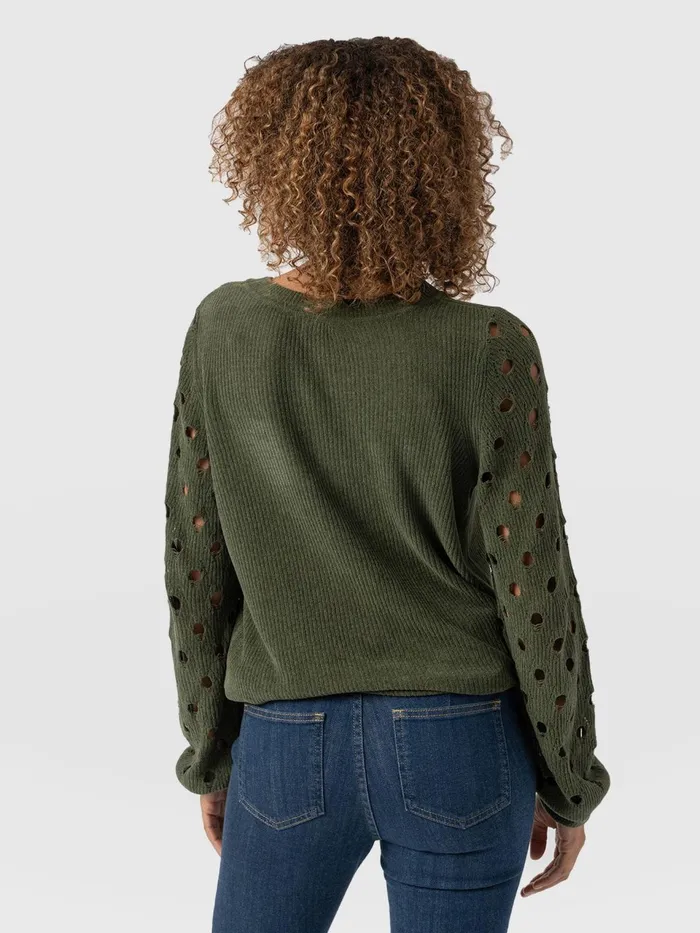 Suki Lace Hole Knit 8211 Green Green Women Saint And Sofia Knitwear