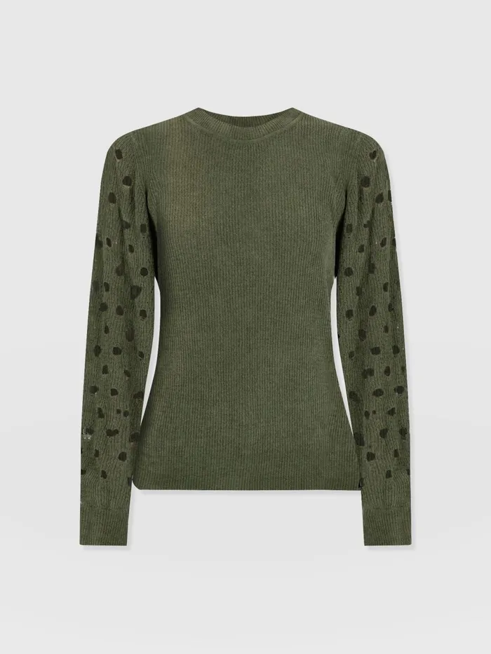 Suki Lace Hole Knit 8211 Green Green Women Saint And Sofia Knitwear