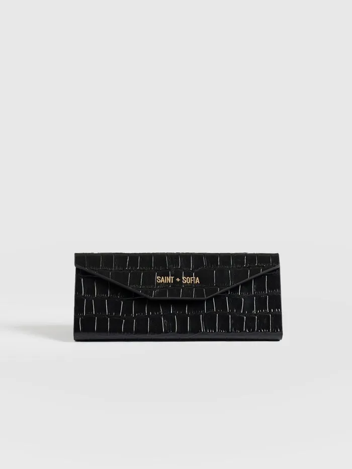 Sunglasses Case 8211 Black Croc Black Croc Women Saint And Sofia Leather