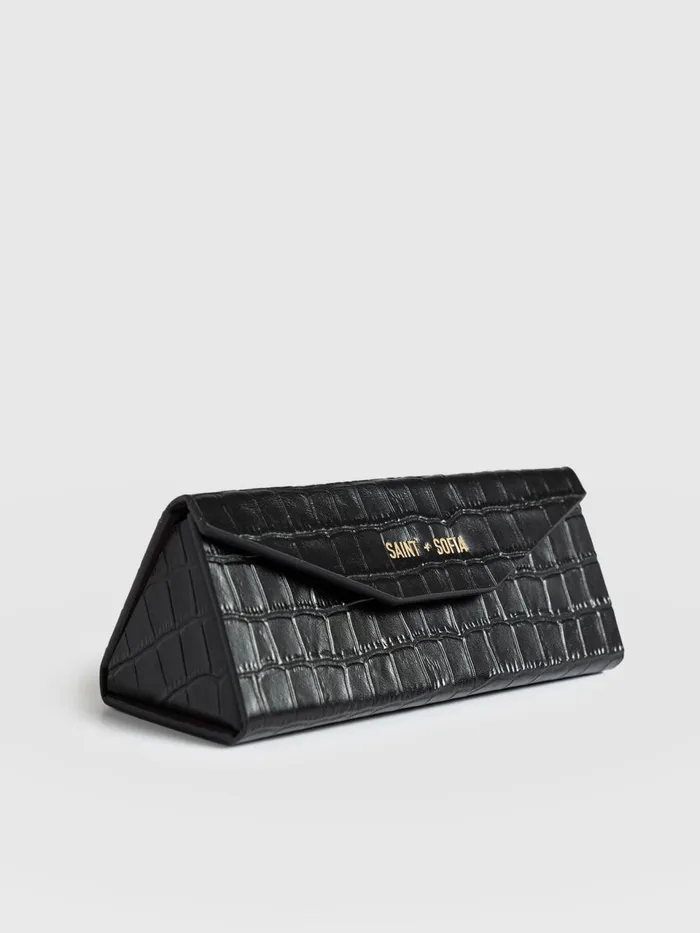 Sunglasses Case 8211 Black Croc Black Croc Women Saint And Sofia Leather