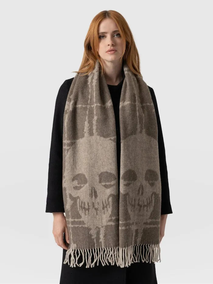 Sutton Skull Scarf 8211 Beige Beige Women Saint And Sofia Scarves and Hats