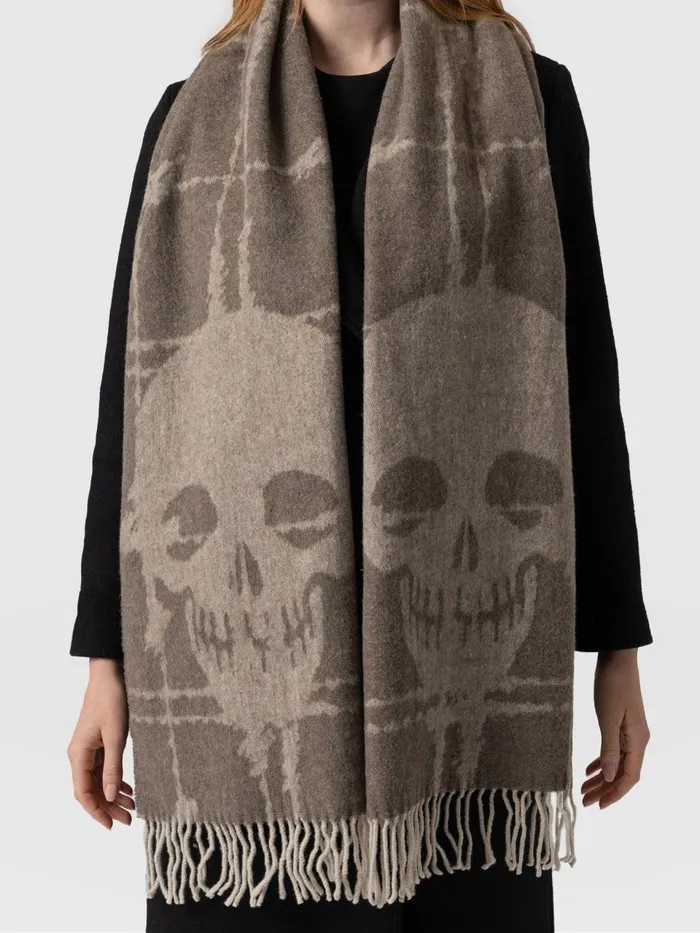 Sutton Skull Scarf 8211 Beige Beige Women Saint And Sofia Scarves and Hats