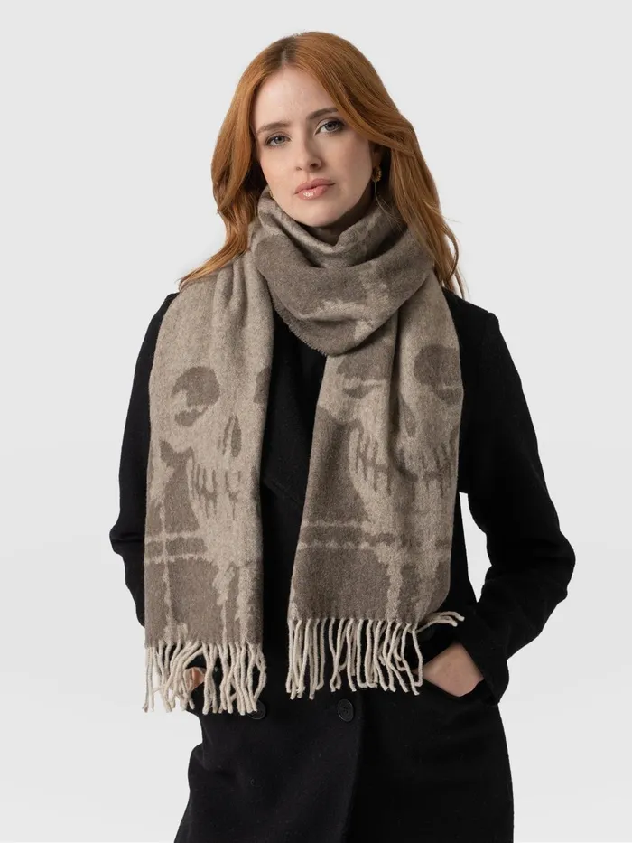 Sutton Skull Scarf 8211 Beige Beige Women Saint And Sofia Scarves and Hats