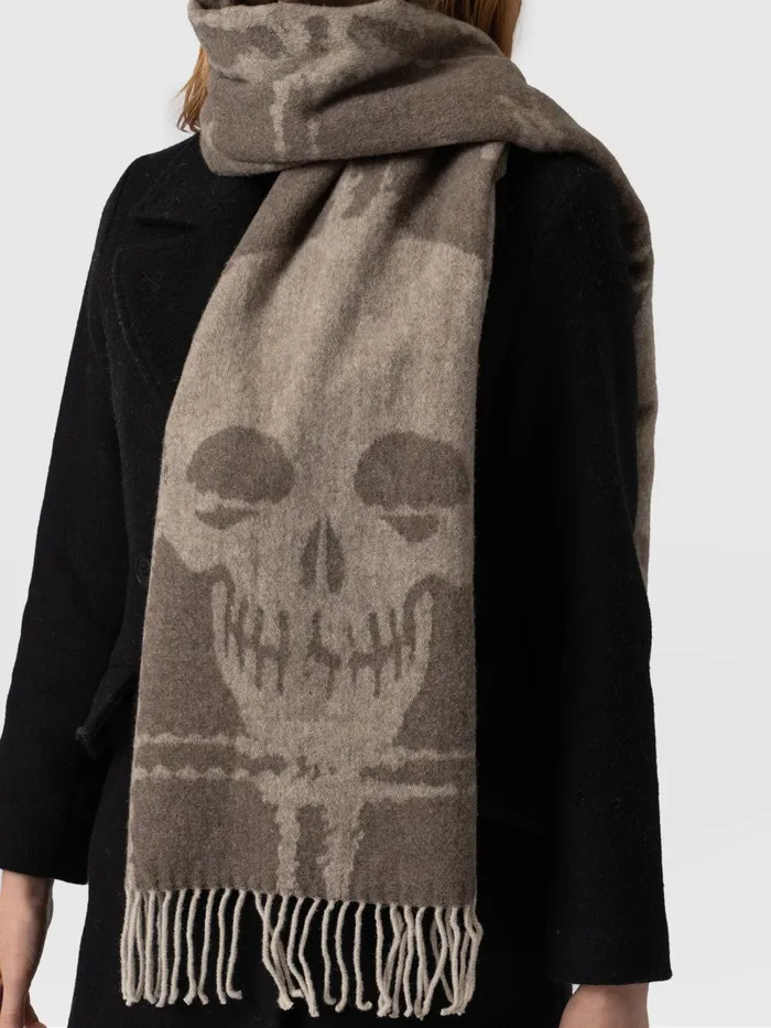 Sutton Skull Scarf 8211 Beige Beige Women Saint And Sofia Scarves and Hats