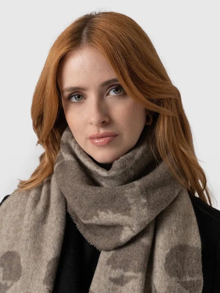 Sutton Skull Scarf 8211 Beige Beige Women Saint And Sofia Scarves and Hats