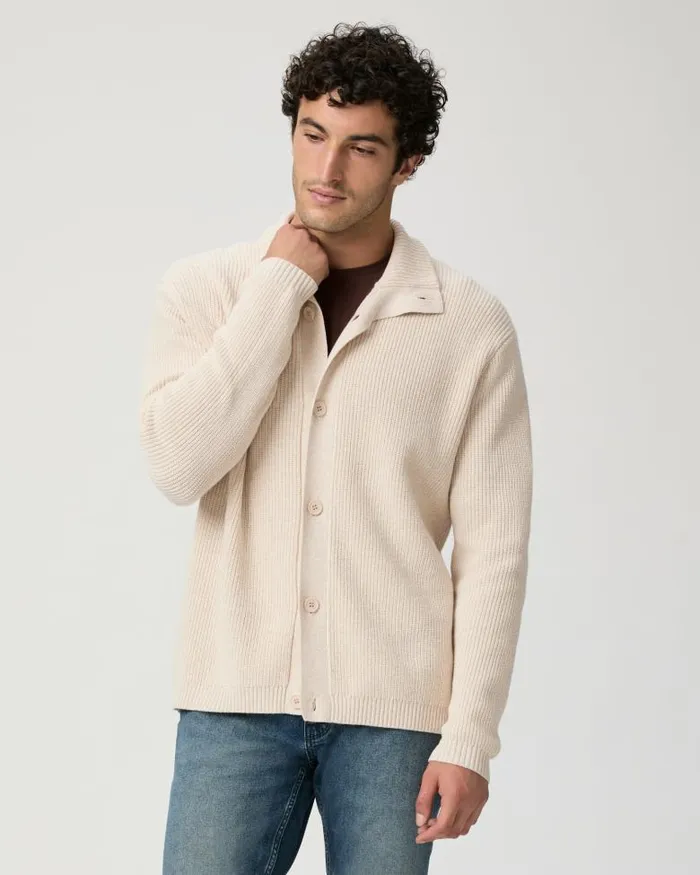 Sweaters and Sweatshirts Men PAIGE Icon Capsule Groveland Cardigan 8211 Pale Khaki Multi