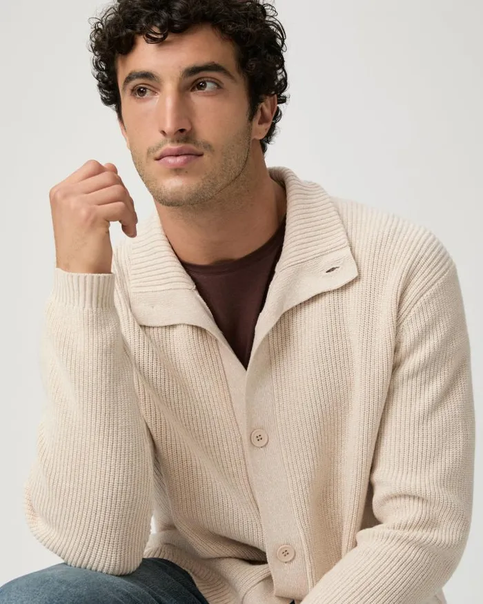 Sweaters and Sweatshirts Men PAIGE Icon Capsule Groveland Cardigan 8211 Pale Khaki Multi
