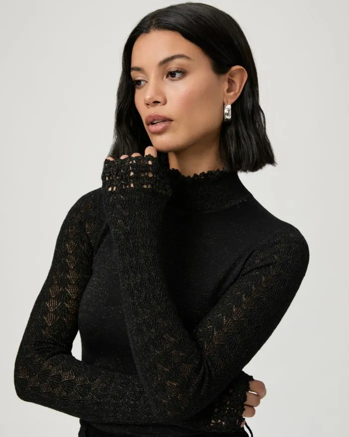 Sweaters and Sweatshirts Women PAIGE Stephanie Top 8211 Black Sparkle