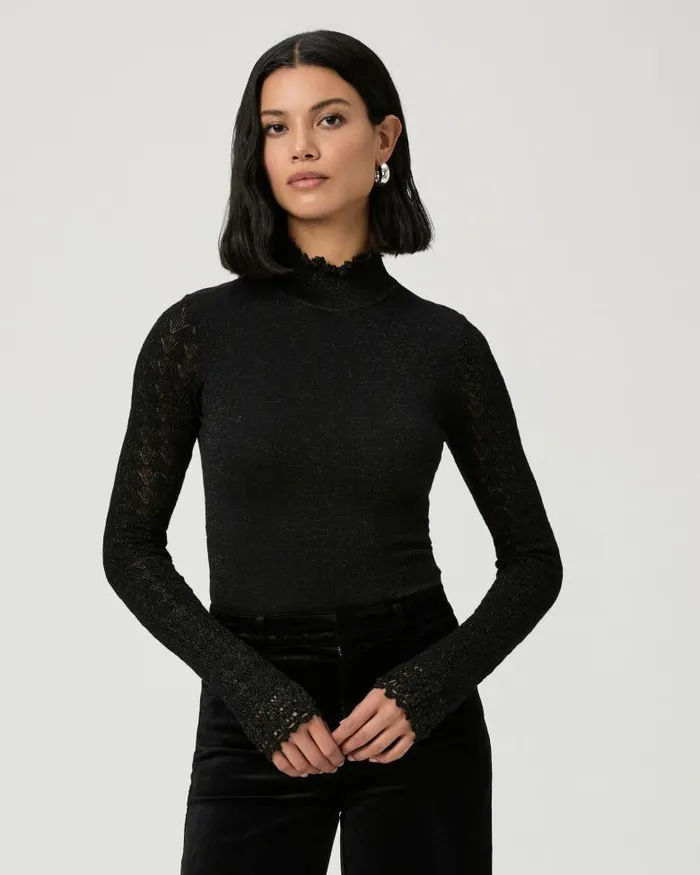 Sweaters and Sweatshirts Women PAIGE Stephanie Top 8211 Black Sparkle Sweaters and Sweatshirts Women PAIGE Stephanie Top 8211 Black Sparkle
