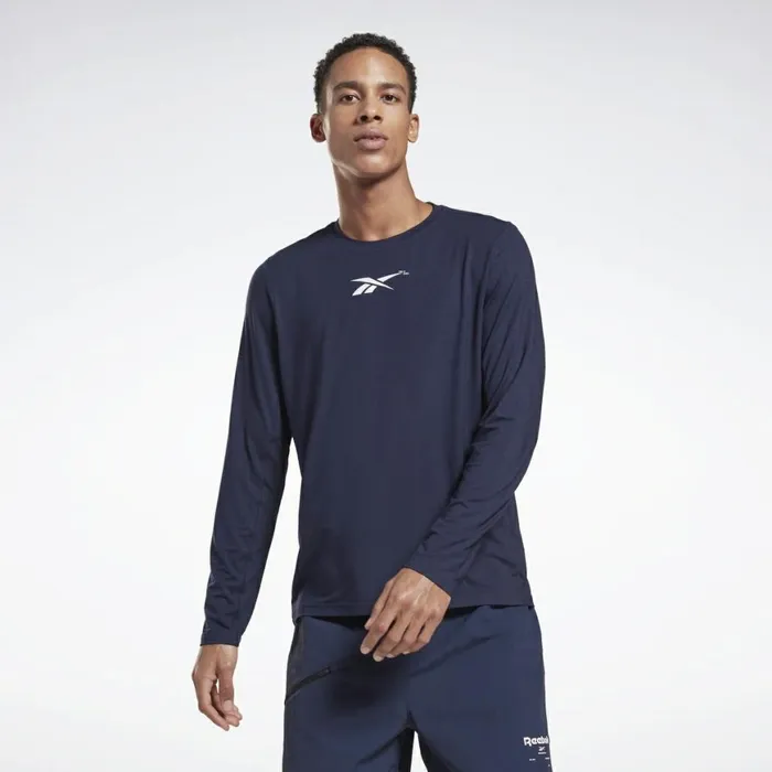 TShirts and Graphic Tees Mens Reebok ActivchillDreamBlend Long Sleeve Shirt Vector Navy