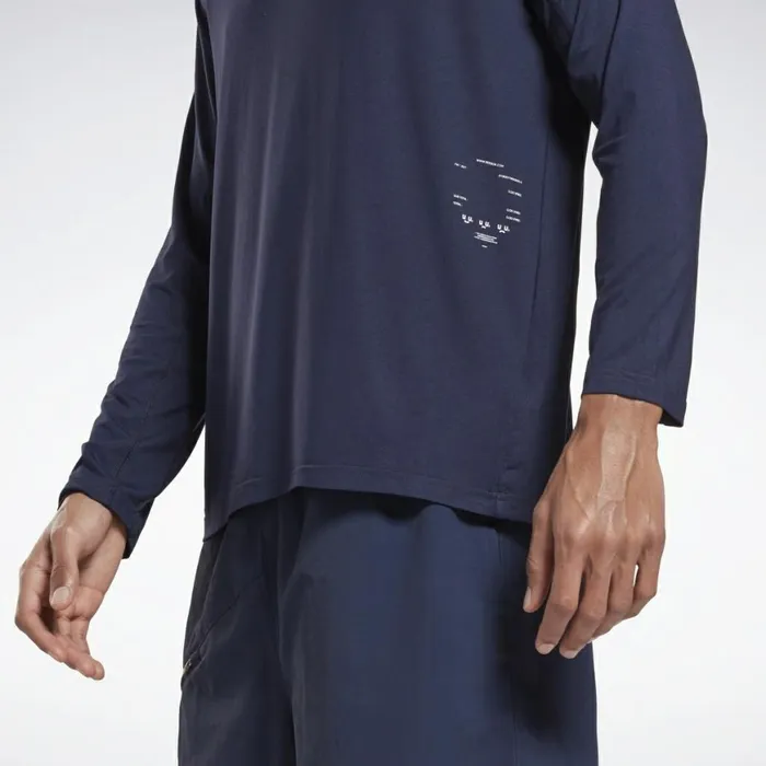 TShirts and Graphic Tees Mens Reebok ActivchillDreamBlend Long Sleeve Shirt Vector Navy