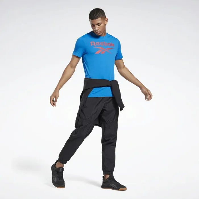 TShirts and Graphic Tees Mens Reebok Graphic Series Stacked Tee Blue Sport