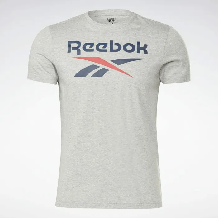 TShirts and Graphic Tees Mens Reebok Graphic Series Stacked Tee Medium Grey Heather Vector Navy