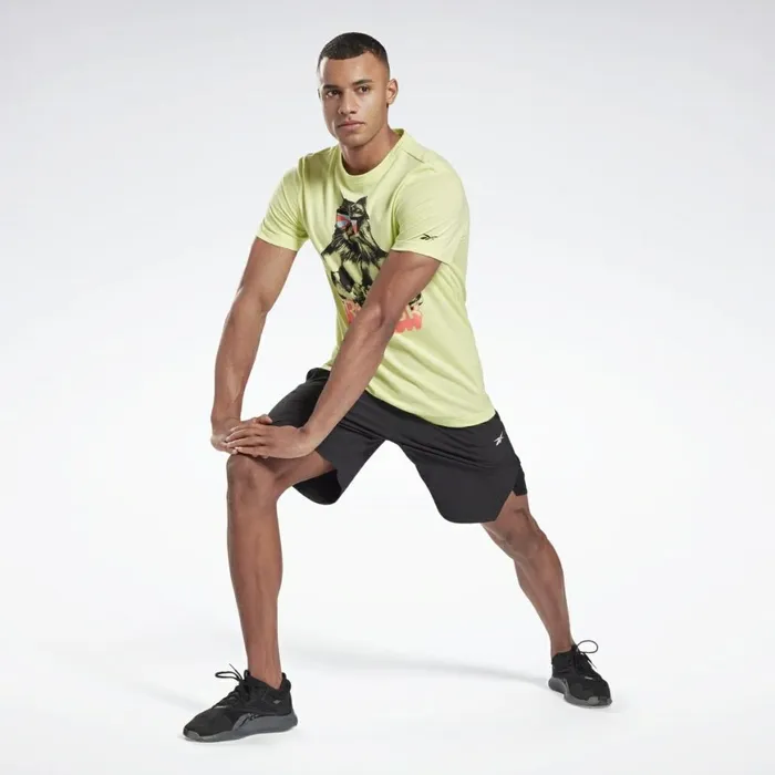 TShirts and Graphic Tees Mens Reebok Gritty Kitty TShirt Semi Energy Glow
