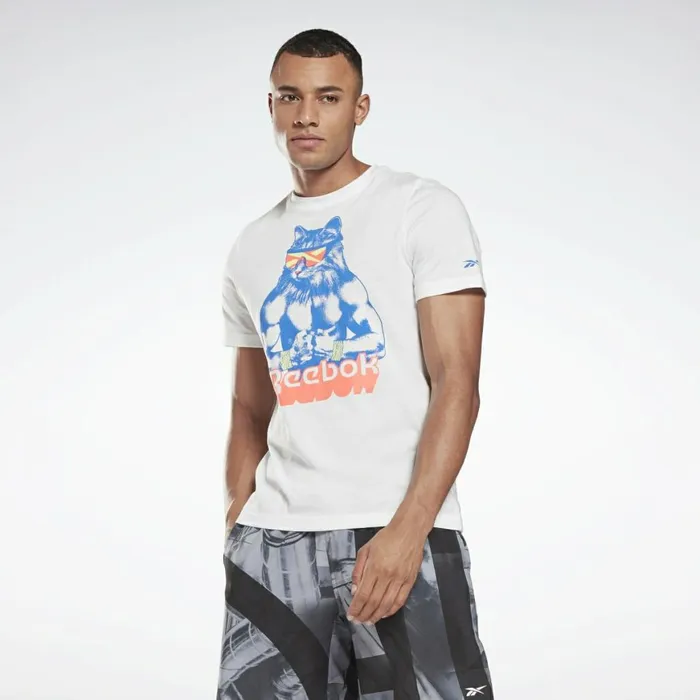 TShirts and Graphic Tees Mens Reebok Gritty Kitty TShirt White