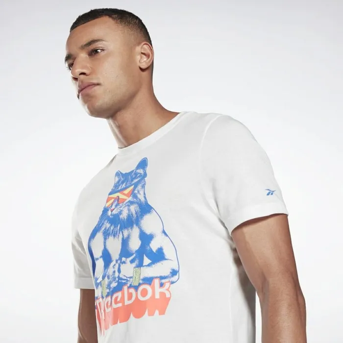 TShirts and Graphic Tees Mens Reebok Gritty Kitty TShirt White