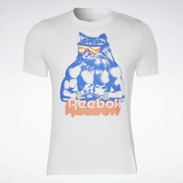 TShirts and Graphic Tees Mens Reebok Gritty Kitty TShirt White