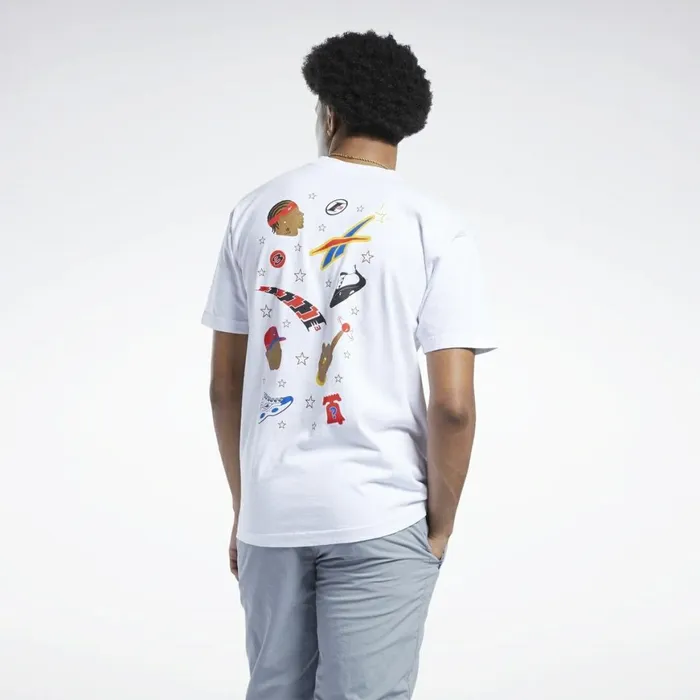 TShirts and Graphic Tees Mens Reebok Iverson Elements Of AI Short Sleeve Crewneck TShirt Multi