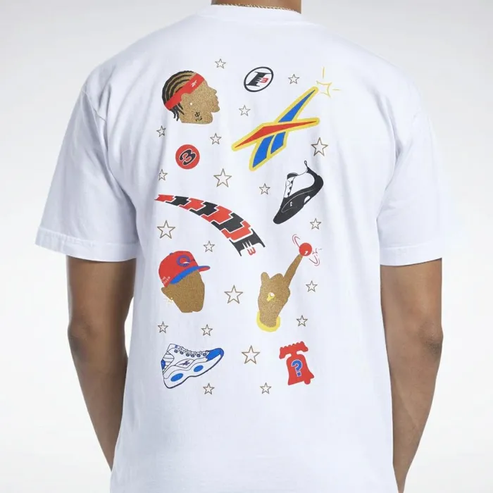 TShirts and Graphic Tees Mens Reebok Iverson Elements Of AI Short Sleeve Crewneck TShirt Multi