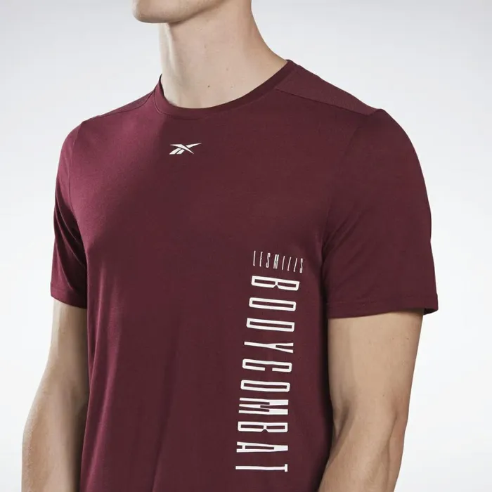 TShirts and Graphic Tees Mens Reebok LES MILLS BODYCOMBAT Supremium Tee Maroon