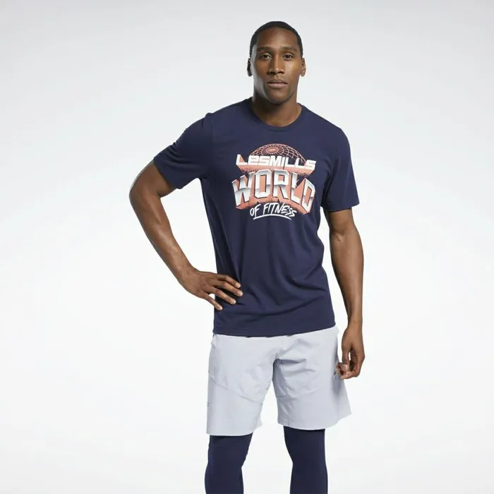 TShirts and Graphic Tees Mens Reebok Les Mills Cotton TShirt Vector Navy