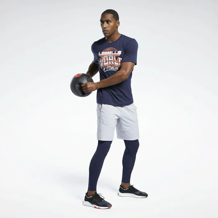 TShirts and Graphic Tees Mens Reebok Les Mills Cotton TShirt Vector Navy