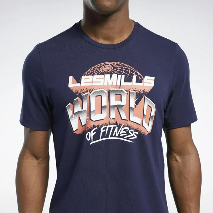 TShirts and Graphic Tees Mens Reebok Les Mills Cotton TShirt Vector Navy