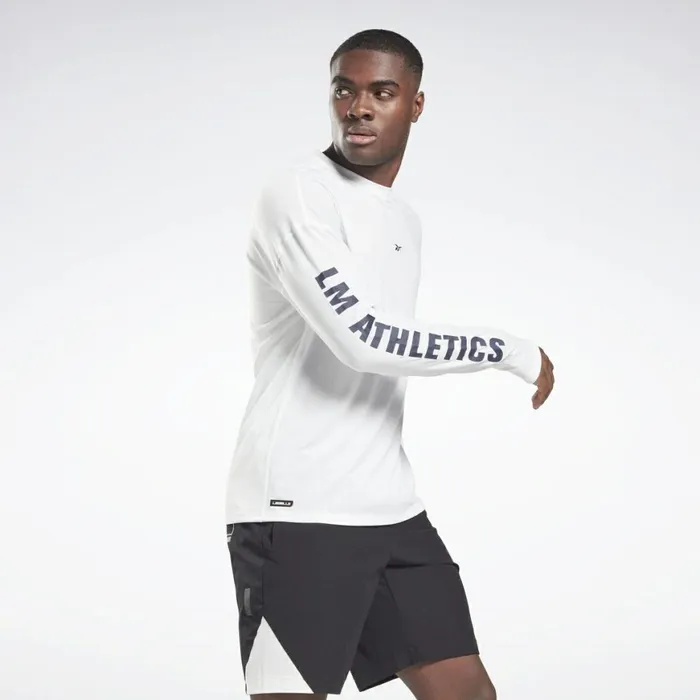 TShirts and Graphic Tees Mens Reebok Les Mills Long Sleeve TShirt White