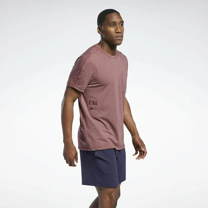 TShirts and Graphic Tees Mens Reebok Les Mills Pocket TShirt Rich Red Melr