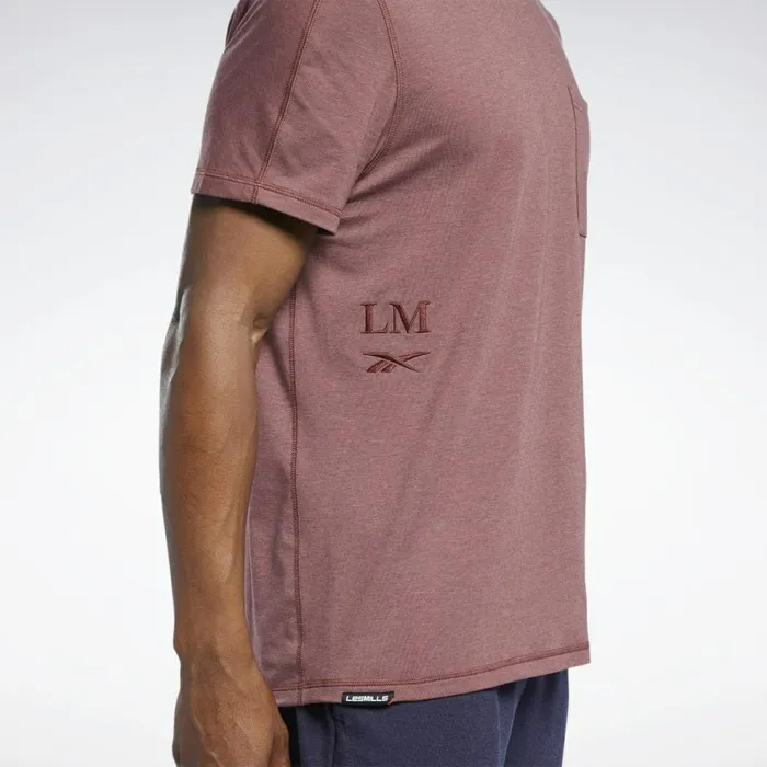 TShirts and Graphic Tees Mens Reebok Les Mills Pocket TShirt Rich Red Melr
