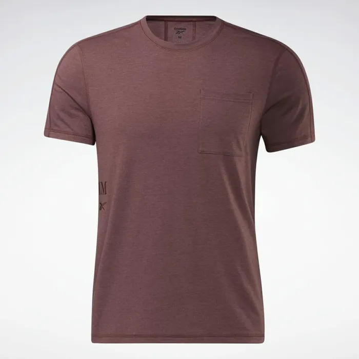 TShirts and Graphic Tees Mens Reebok Les Mills Pocket TShirt Rich Red Melr