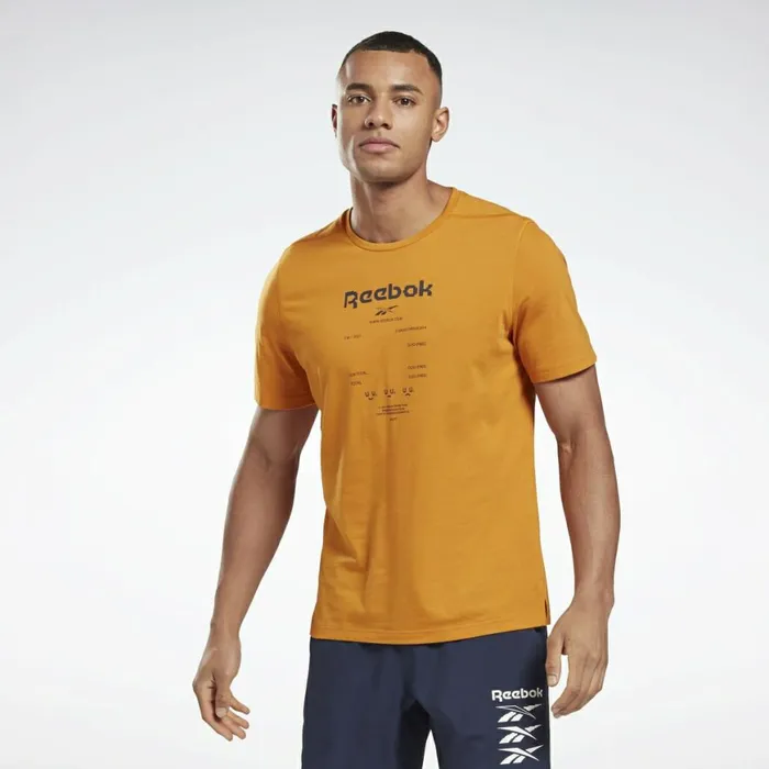 TShirts and Graphic Tees Mens Reebok Speedwick Graphic Move TShirt Radiant Ochre TShirts and Graphic Tees Mens Reebok Speedwick Graphic Move TShirt Radiant Ochre