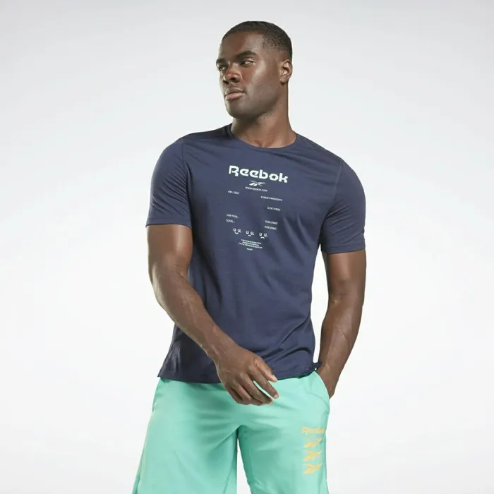 TShirts and Graphic Tees Mens Reebok Speedwick Graphic Move TShirt Vector Navy TShirts and Graphic Tees Mens Reebok Speedwick Graphic Move TShirt Vector Navy