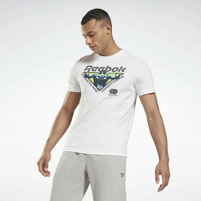 TShirts and Graphic Tees Mens Reebok Training Novelty Graphic TShirt White