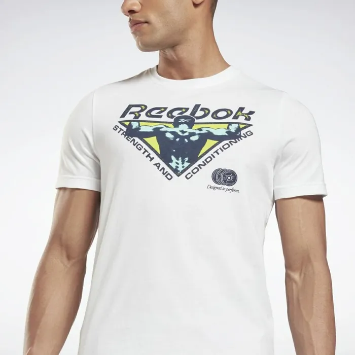 TShirts and Graphic Tees Mens Reebok Training Novelty Graphic TShirt White