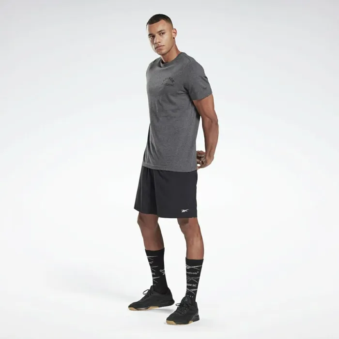 TShirts and Graphic Tees Mens Reebok Weightlifting TShirt Dark Grey Heather