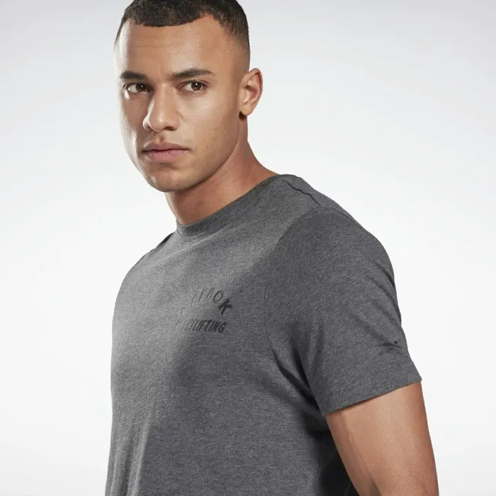 TShirts and Graphic Tees Mens Reebok Weightlifting TShirt Dark Grey Heather