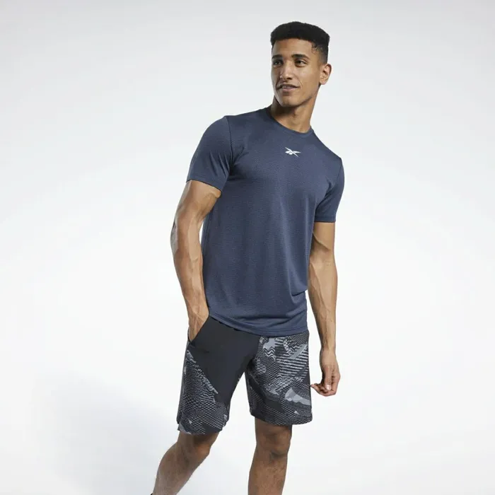TShirts and Graphic Tees Mens Reebok Workout Ready Mlange Tee Vector Navy