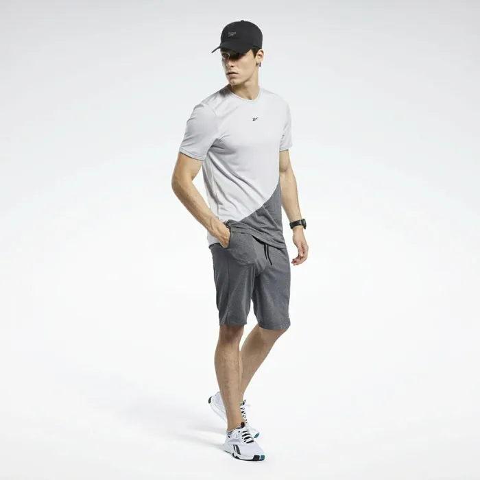 TShirts and Graphic Tees Mens Reebok Workout Ready Melange Tee Sterling Grey
