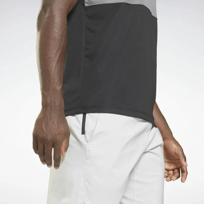 TShirts and Graphic Tees Mens Reebok Workout Ready Striped Polo Shirt Black Cold Grey 6