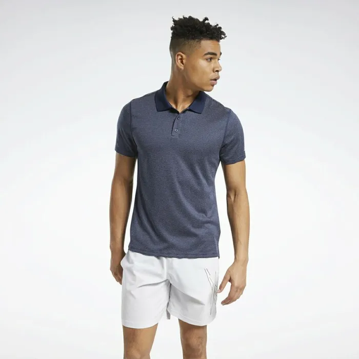TShirts and Graphic Tees Mens Reebok Workout Ready Striped Polo Shirt Vector Navy