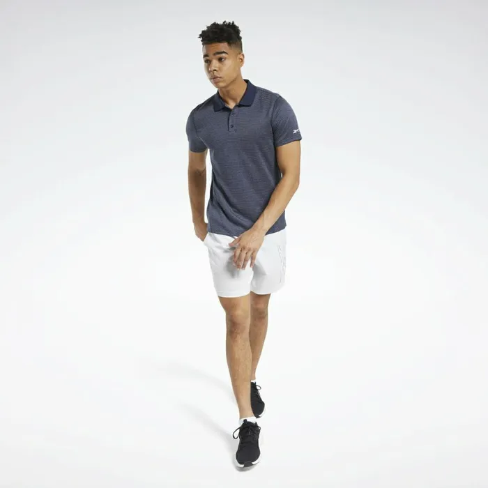 TShirts and Graphic Tees Mens Reebok Workout Ready Striped Polo Shirt Vector Navy