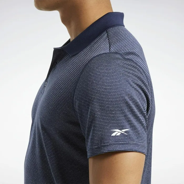 TShirts and Graphic Tees Mens Reebok Workout Ready Striped Polo Shirt Vector Navy